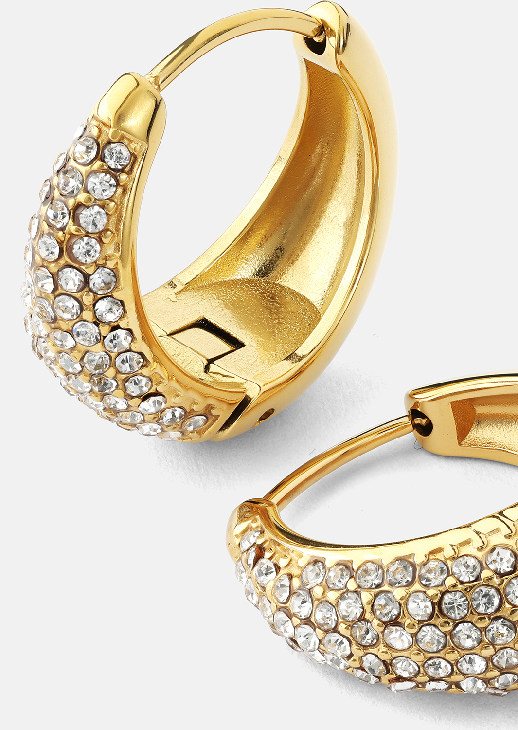 Örhänge White Crystal Bold Hoops - 18k Guldpläterat