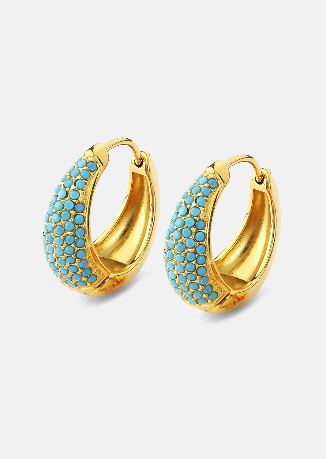Örhänge Turquoise Crystal Bold Hoops - 18k Guldpläterat