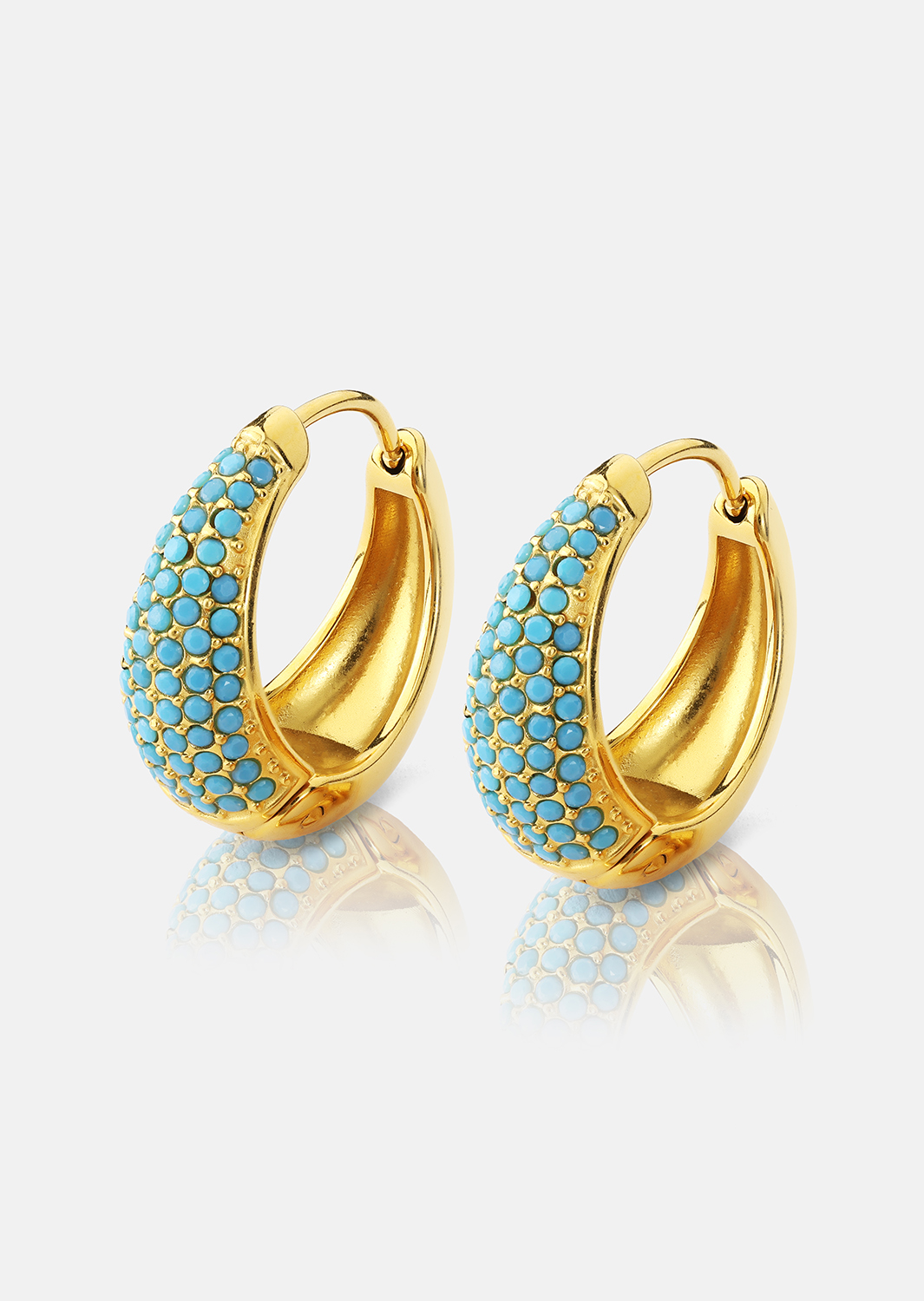 Örhänge Turquoise Crystal Bold Hoops - 18k Guldpläterat