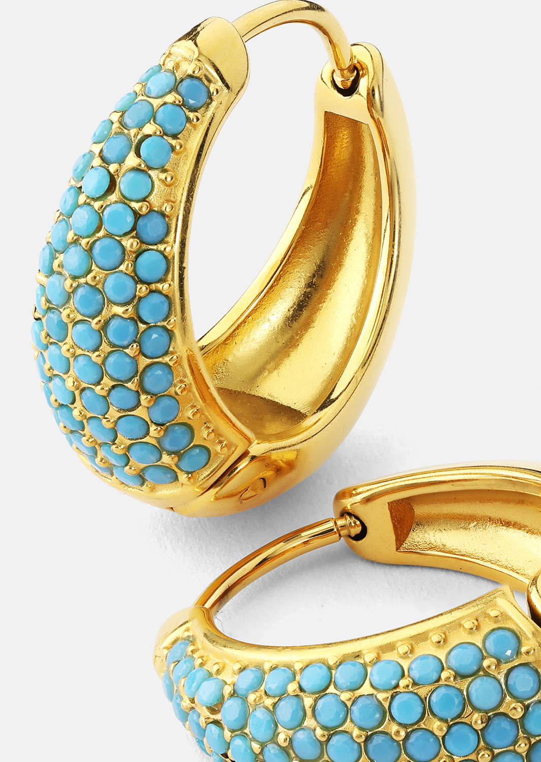 Örhänge Turquoise Crystal Bold Hoops - 18k Guldpläterat