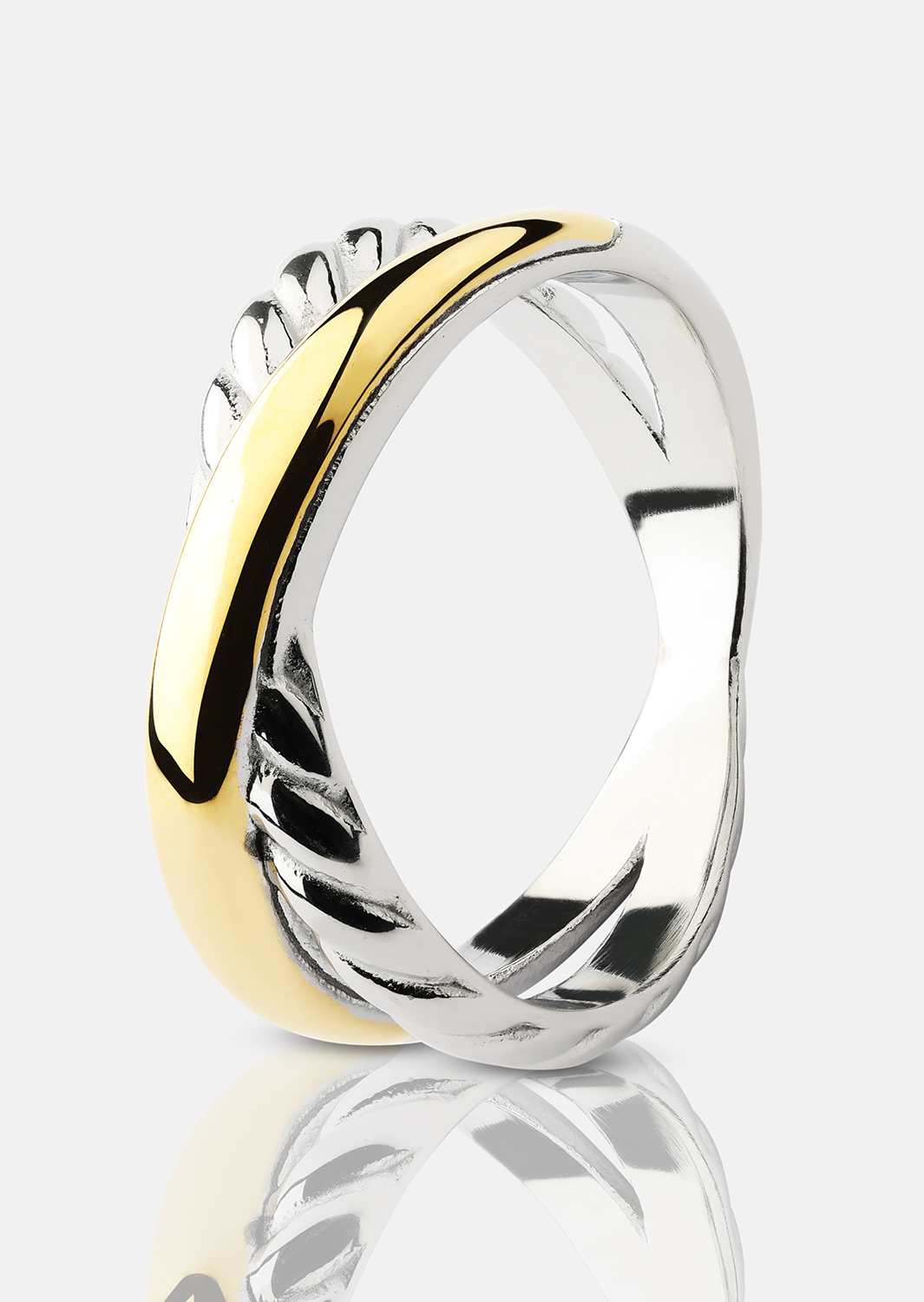Ring Golden Silver Twist - 18k Guldpläterad
