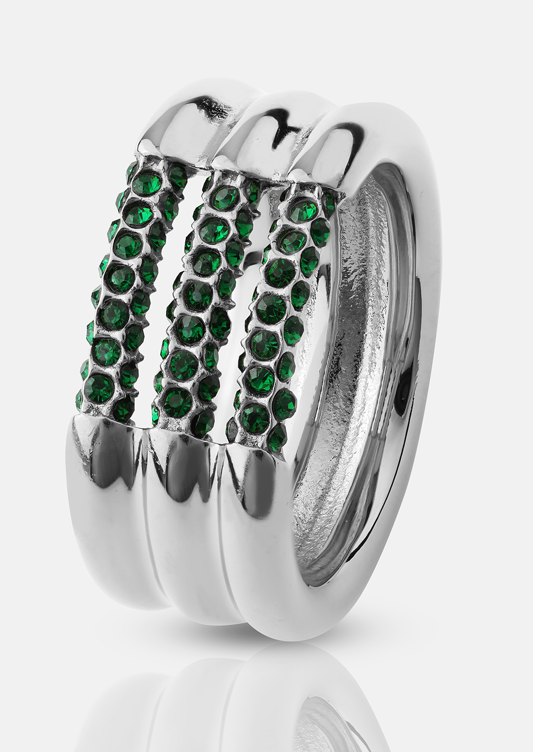 Ring Green Lumière - Silverpläterad