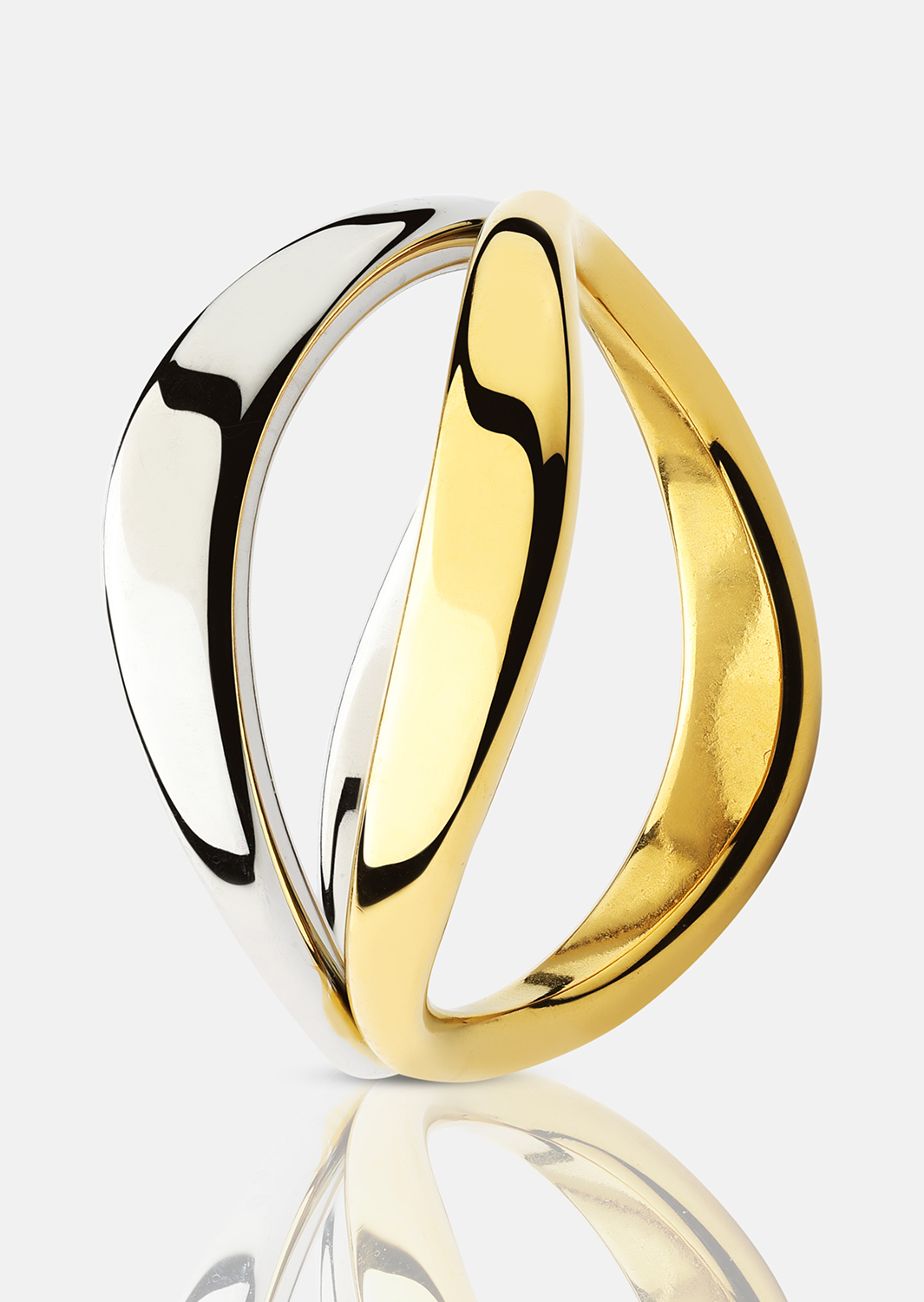 Ring Bicolor Wave - 18k Guldpläterad